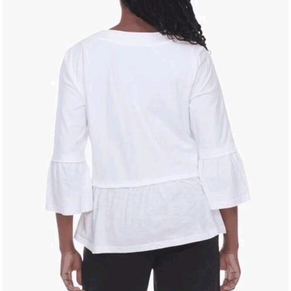 NEW Neon Buddha Entranced Jacket Top Plus Size 3X White 3/4 Sleeve Cotton V-neck - Picture 4 of 14